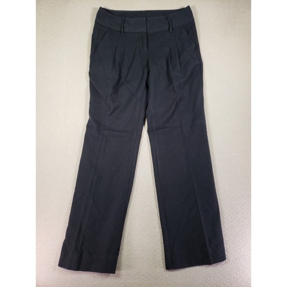 MI IT Stretch Pants Womens 4 Black Mid‎ Rise Pleated Slash Pockets Dress Pants - Picture 1 of 9